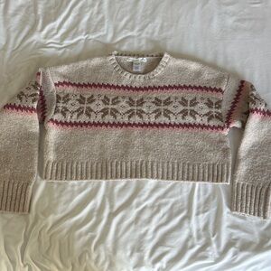 Altar’d State Beige and Pink Knit Sweater